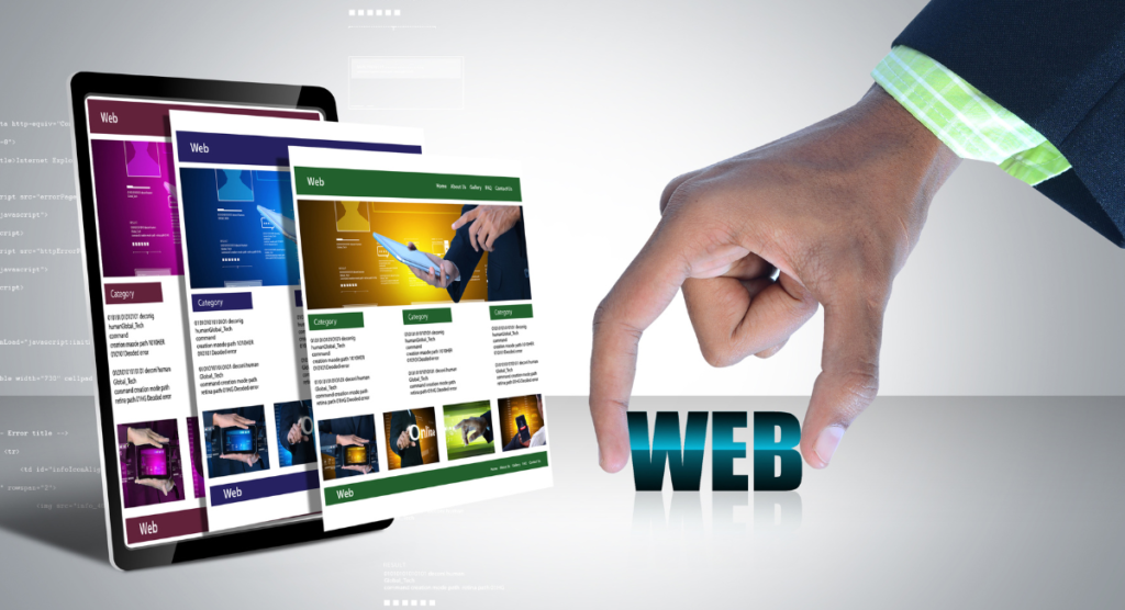 A hand hovering over web page layouts, showing how unclear above the fold content causes visitors to leave before scrolling.