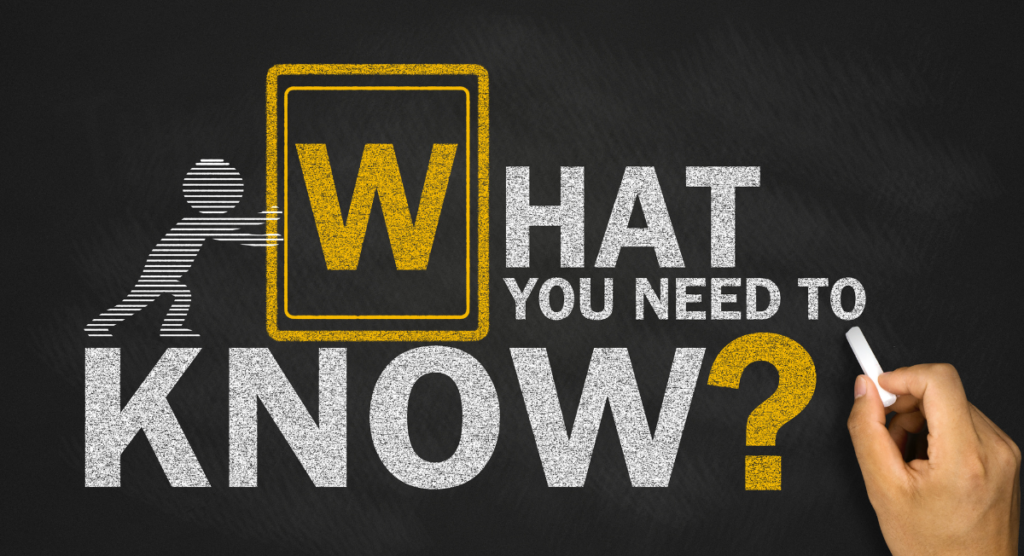 Chalkboard graphic asking “What you need to know?”, emphasizing that users must clearly understand what will change for them.