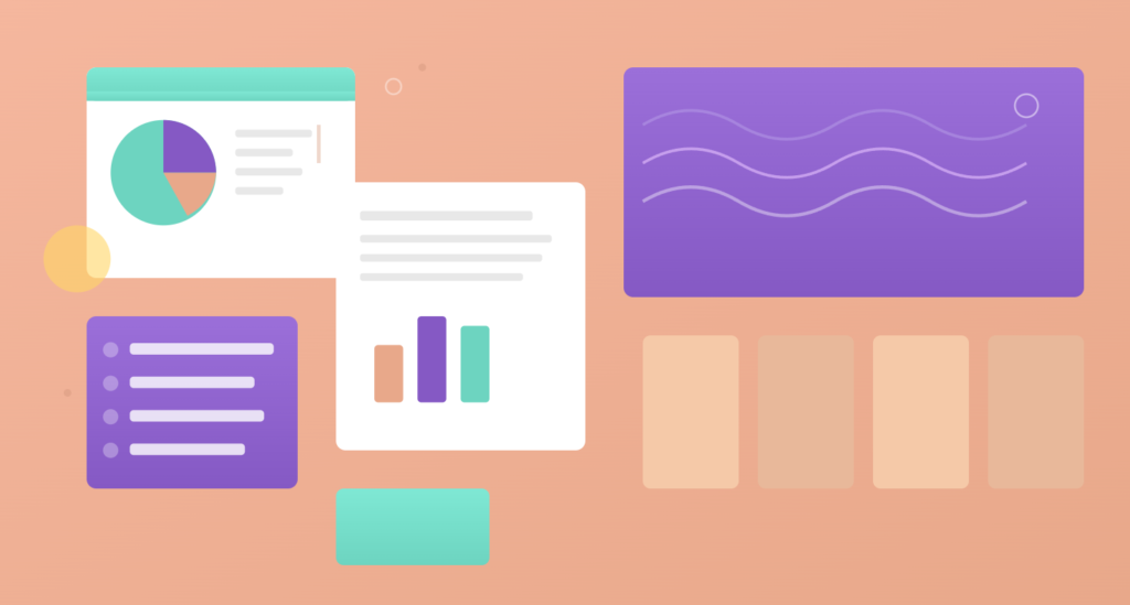 SaaS content panels with charts, lists, and metrics, showing educational content that lacks clear decision guidance